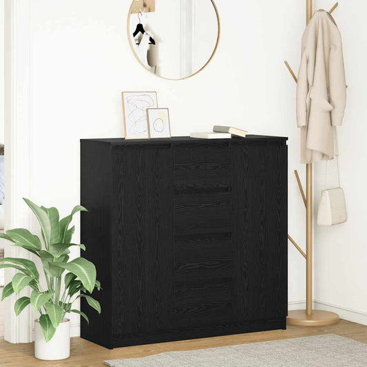 Credenza con Cassetti Rovere Nero 100,5x35x98,5 cm Truciolato - homemem39