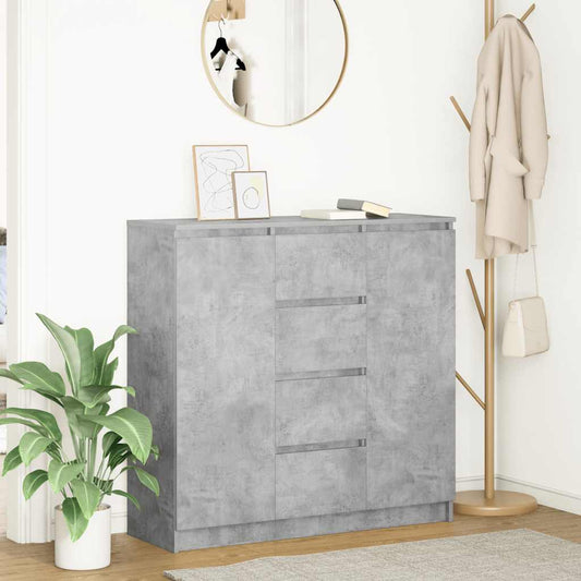 Credenza con Cassetti Grigio Cemento 100,5x35x98,5cm Truciolato - homemem39
