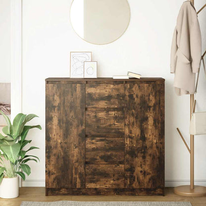 Credenza con Cassetti Rovere Fumo 100,5x35x98,5cm in Truciolato - homemem39