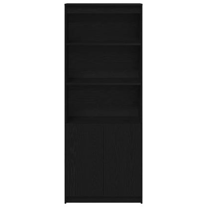 Credenza Rovere Nero 70x35x180 cm in Legno Multistrato - homemem39