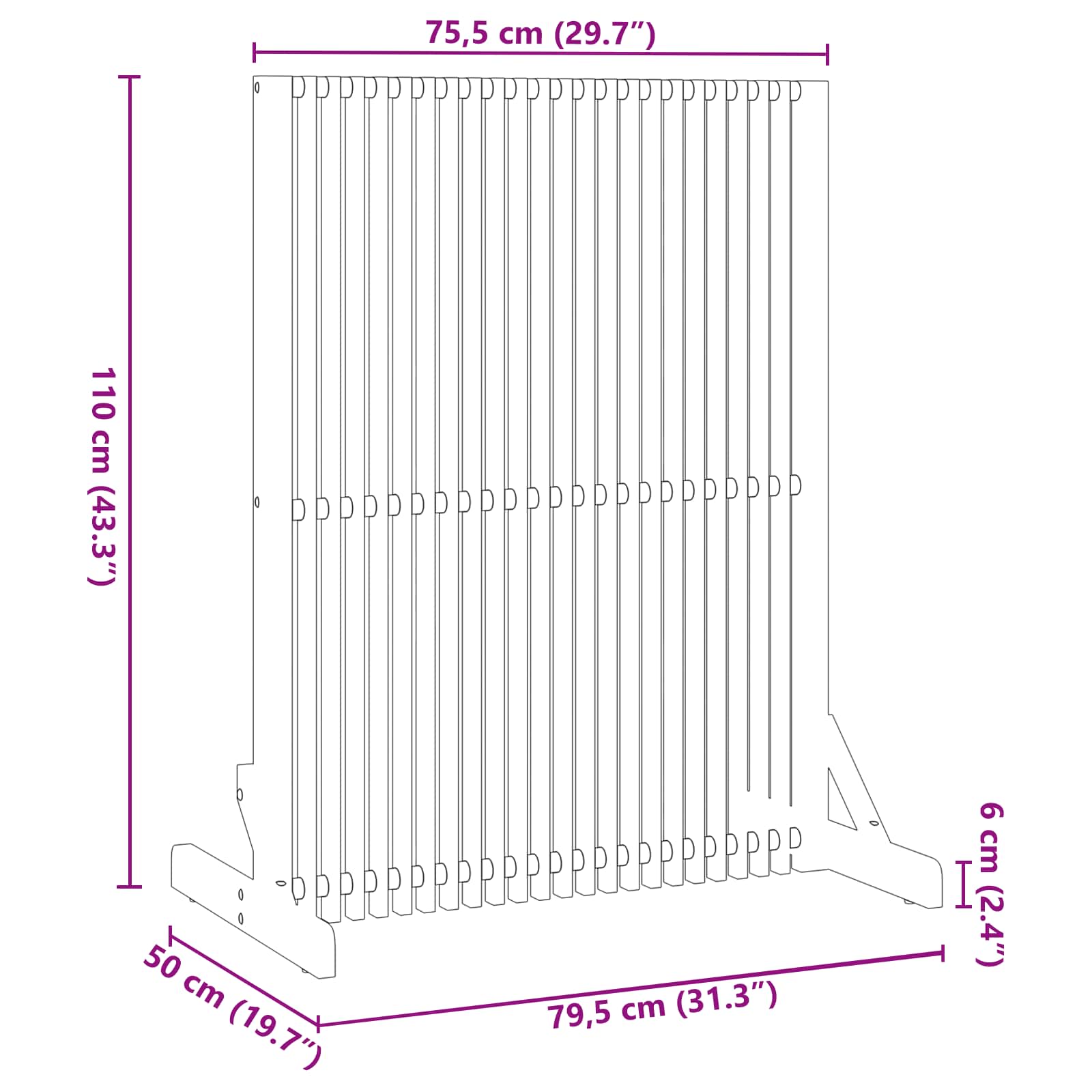 Schermo per Privacy Marrone 79,5 x 50 x 110 cm | homemem39