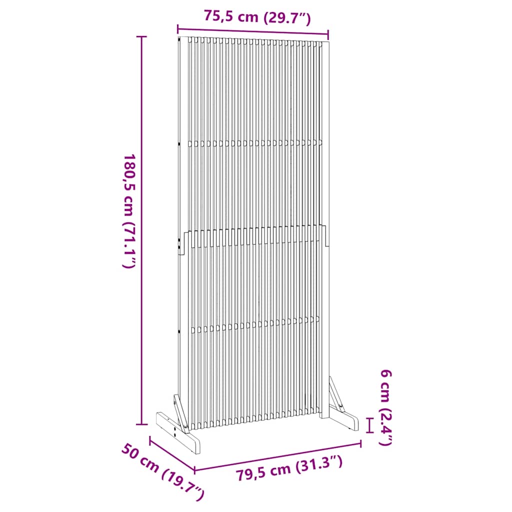 Schermo per la Privacy Interno/Esterno 180,5 cm Legno di Acacia | homemem39