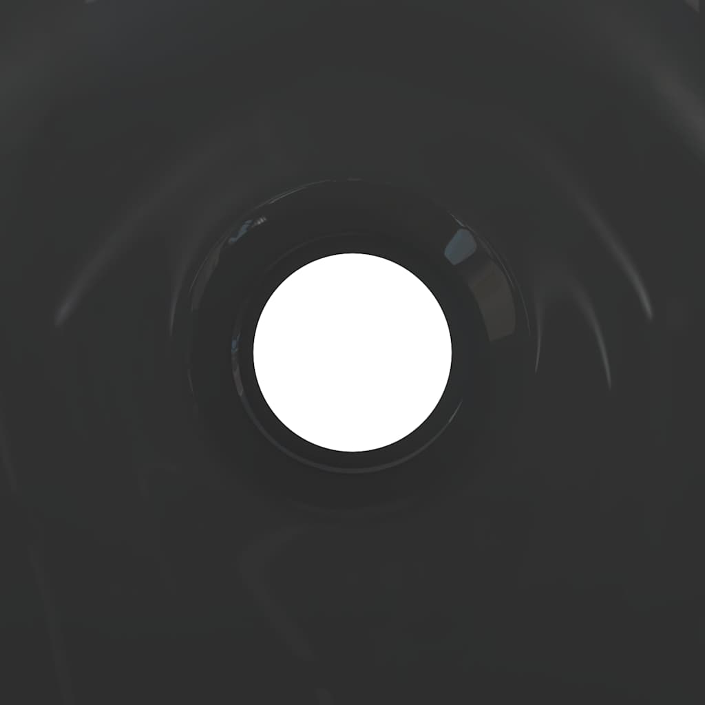 Lavandino Ø28x10 cm in Ceramica Nero Lucido