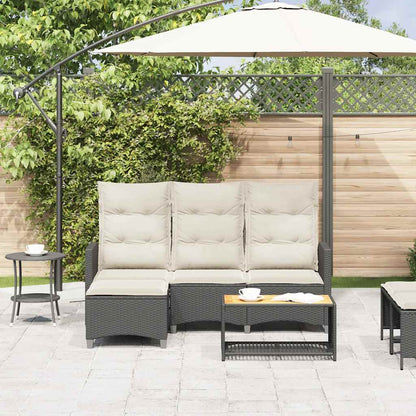 Divano da Giardino Reclinabile a L con Cuscini Nero Polyrattan | homemem39