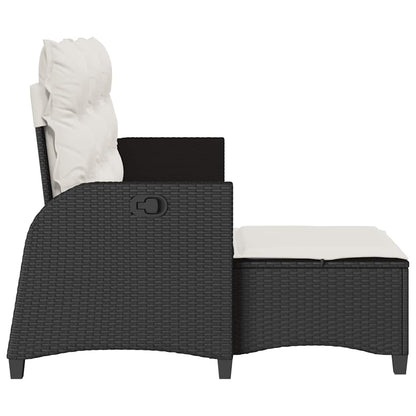 Divano da Giardino Reclinabile a L con Cuscini Nero Polyrattan | homemem39