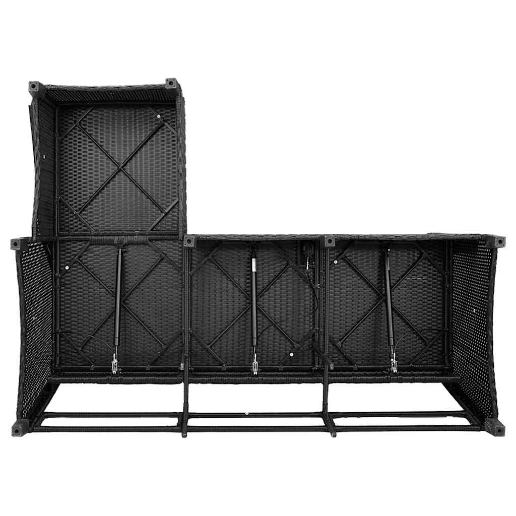 Divano da Giardino Reclinabile a L con Cuscini Nero Polyrattan | homemem39