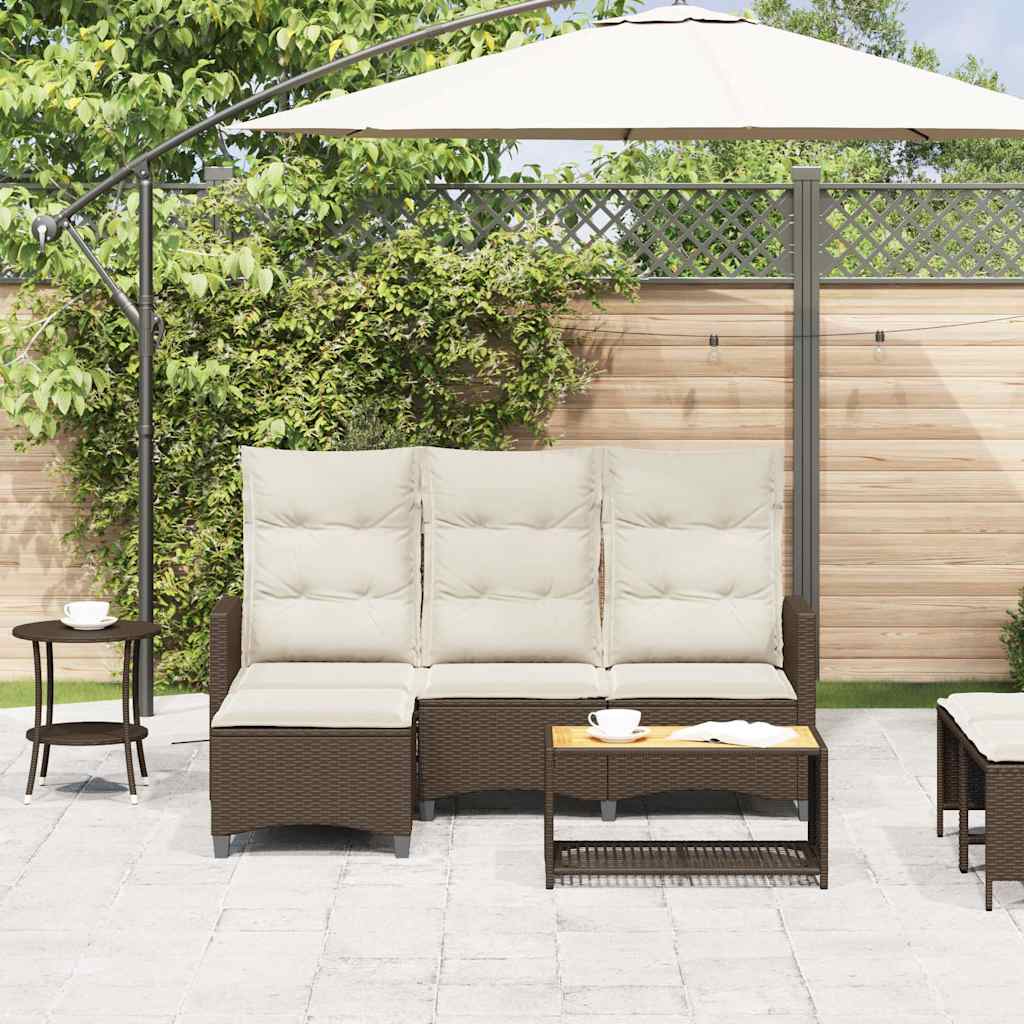 Divano Reclinabile Giardino con Cuscini a L Marrone Polyrattan - homemem39