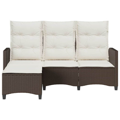 Divano Reclinabile Giardino con Cuscini a L Marrone Polyrattan | homemem39
