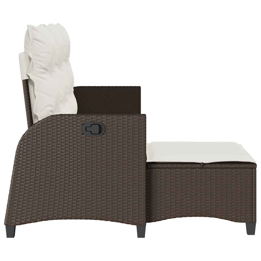 Divano Reclinabile Giardino con Cuscini a L Marrone Polyrattan - homemem39