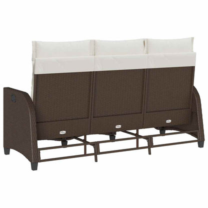 Divano Reclinabile Giardino con Cuscini a L Marrone Polyrattan | homemem39