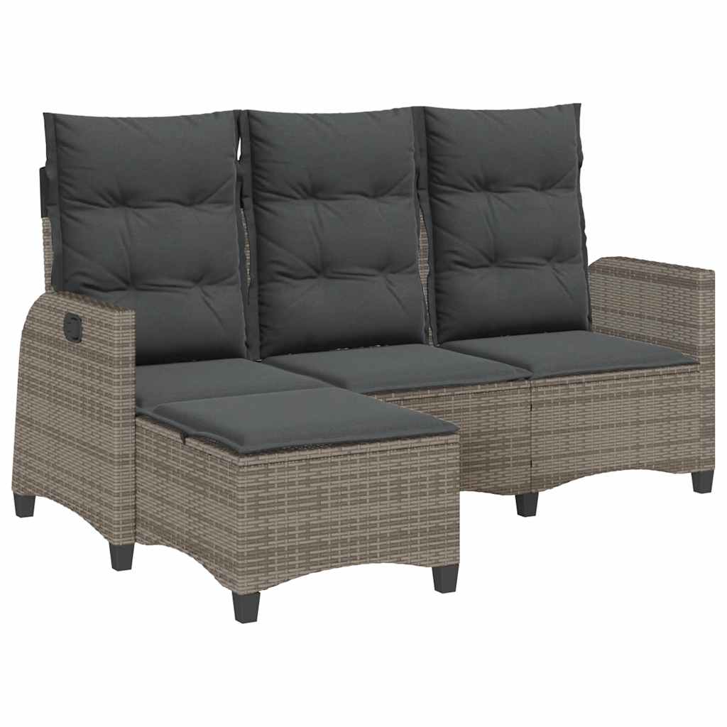 Divano Giardino Reclinabile a L con Cuscini Grigio Polyrattan - homemem39