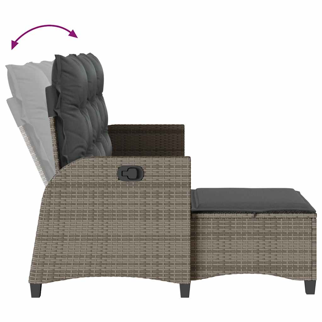 Divano Giardino Reclinabile a L con Cuscini Grigio Polyrattan | homemem39