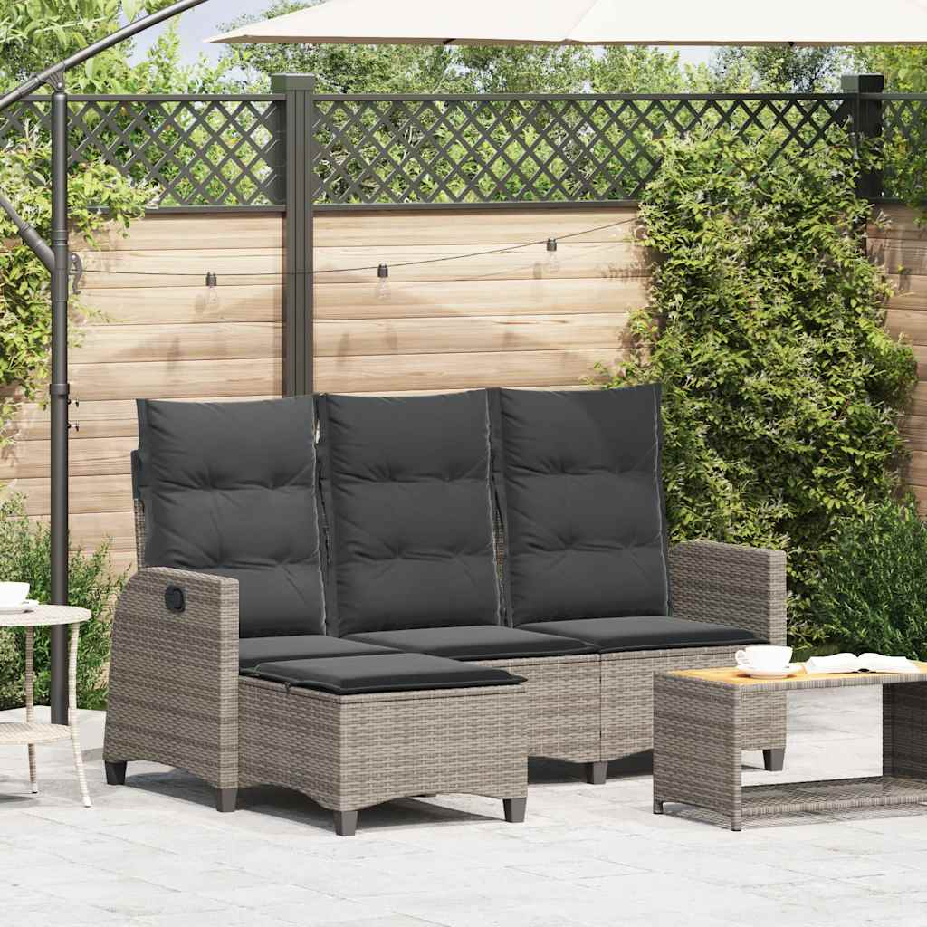 Divano Giardino Reclinabile a L con Cuscini Grigio Polyrattan | homemem39