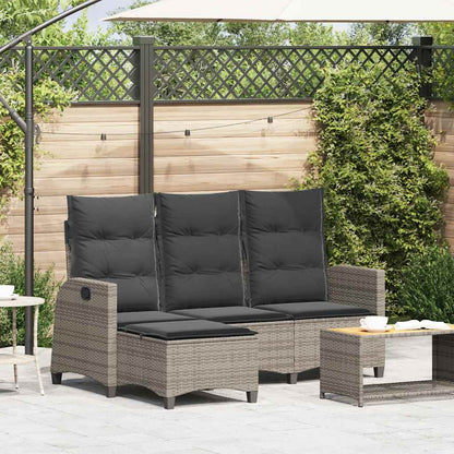 Divano Giardino Reclinabile a L con Cuscini Grigio Polyrattan | homemem39