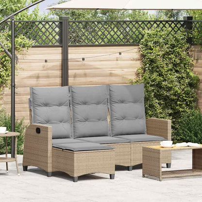 Divano da Giardino Reclinabile con Cuscini a L Beige Polyrattan | homemem39