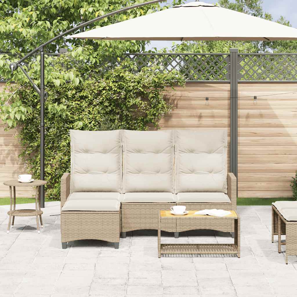 Divano da Giardino Reclinabile con Cuscini a L Beige Polyrattan | homemem39