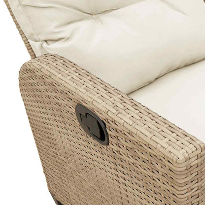 Divano da Giardino Reclinabile con Cuscini a L Beige Polyrattan