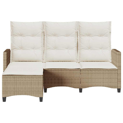 Divano da Giardino Reclinabile con Cuscini a L Beige Polyrattan | homemem39