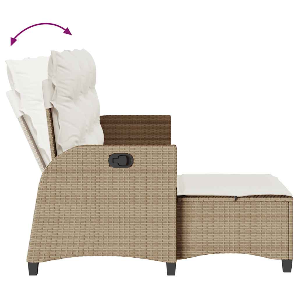 Divano da Giardino Reclinabile con Cuscini a L Beige Polyrattan - homemem39