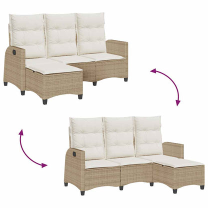 Divano da Giardino Reclinabile con Cuscini a L Beige Polyrattan | homemem39