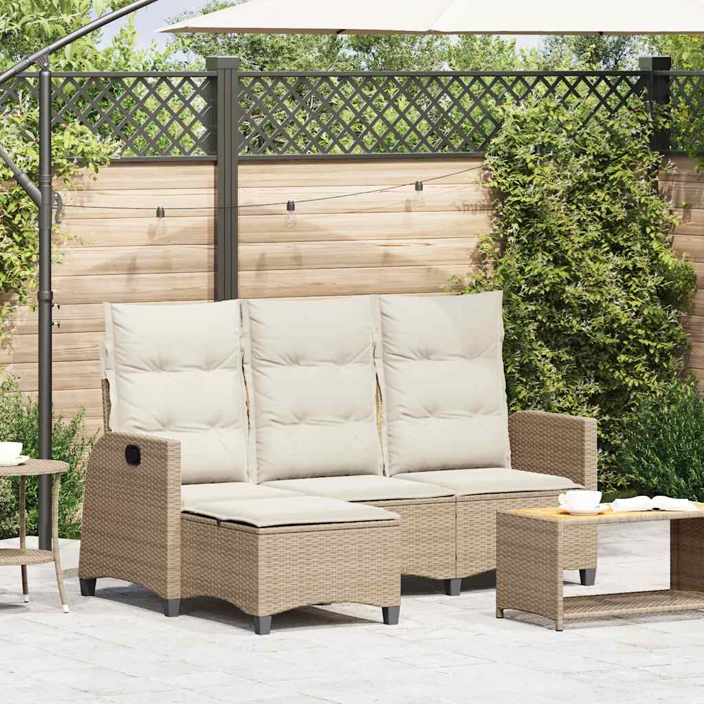 Divano da Giardino Reclinabile con Cuscini a L Beige Polyrattan | homemem39
