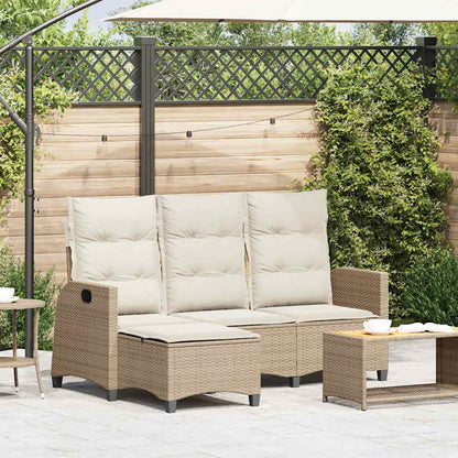 Divano da Giardino Reclinabile con Cuscini a L Beige Polyrattan | homemem39