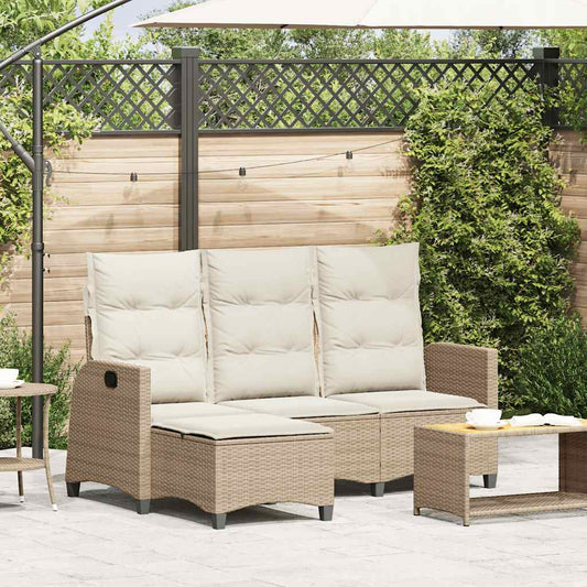 Divano da Giardino Reclinabile con Cuscini a L Beige Polyrattan - homemem39