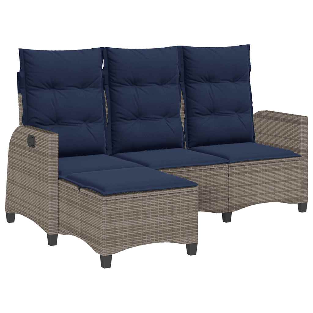 Divano Giardino Reclinabile a L con Cuscini Grigio Polyrattan - homemem39