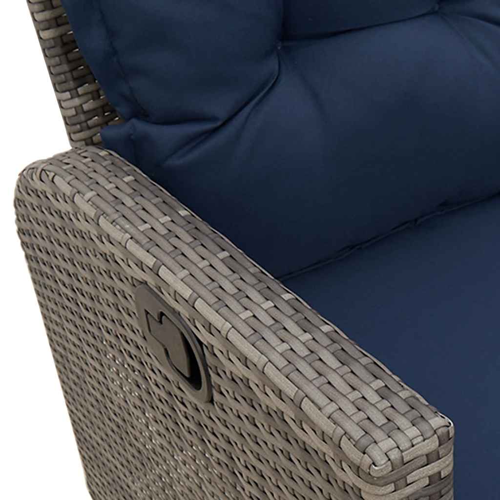 Divano Giardino Reclinabile a L con Cuscini Grigio Polyrattan
