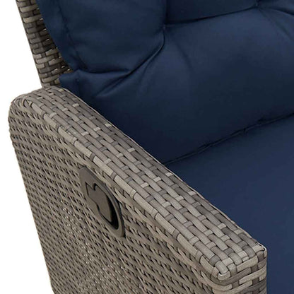 Divano Giardino Reclinabile a L con Cuscini Grigio Polyrattan