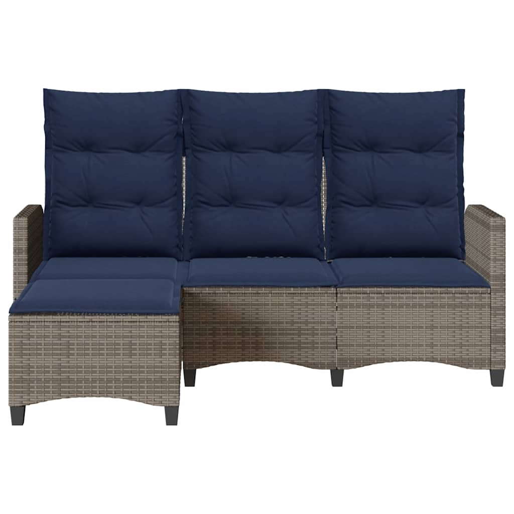 Divano Giardino Reclinabile a L con Cuscini Grigio Polyrattan | homemem39