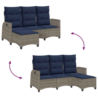 Divano Giardino Reclinabile a L con Cuscini Grigio Polyrattan | homemem39