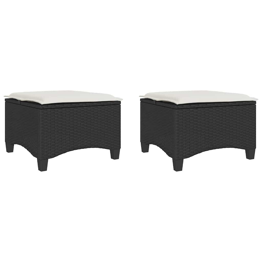 Sgabelli Giardino con Cuscini 2 pz Nero 55x55x36 cm Polyrattan - homemem39