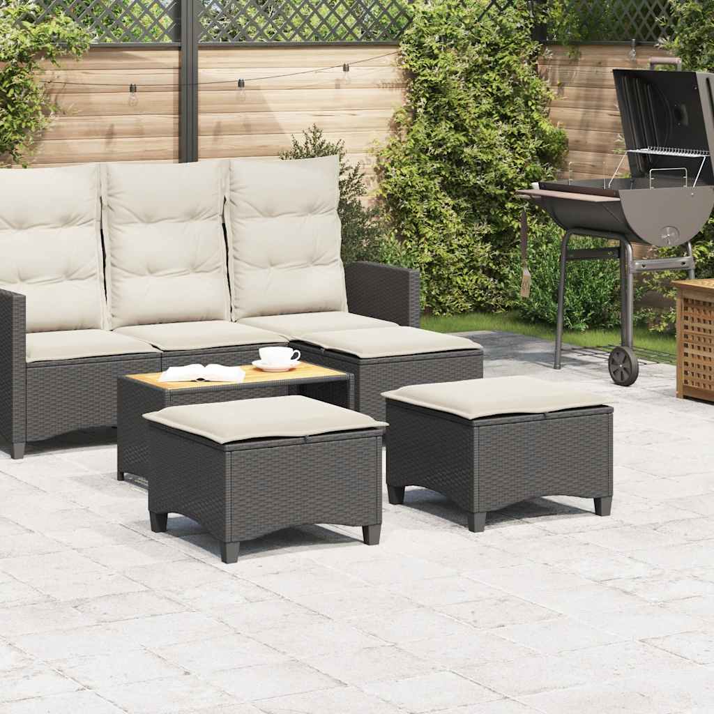 Sgabelli Giardino con Cuscini 2 pz Nero 55x55x36 cm Polyrattan - homemem39