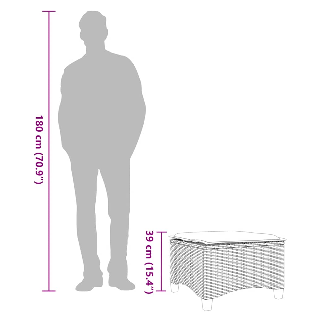 Sgabelli Giardino con Cuscini 2 pz Nero 55x55x36 cm Polyrattan - homemem39