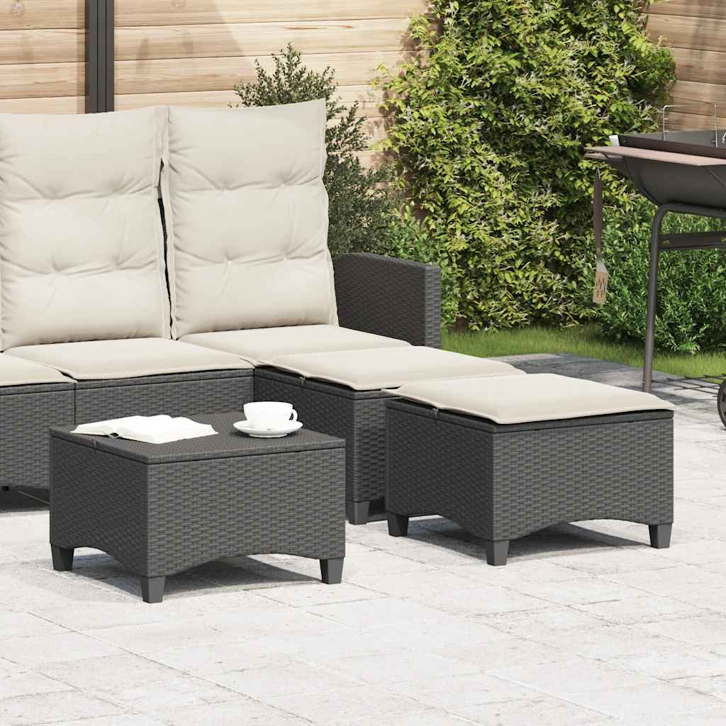 Sgabelli Giardino con Cuscini 2 pz Nero 55x55x36 cm Polyrattan - homemem39