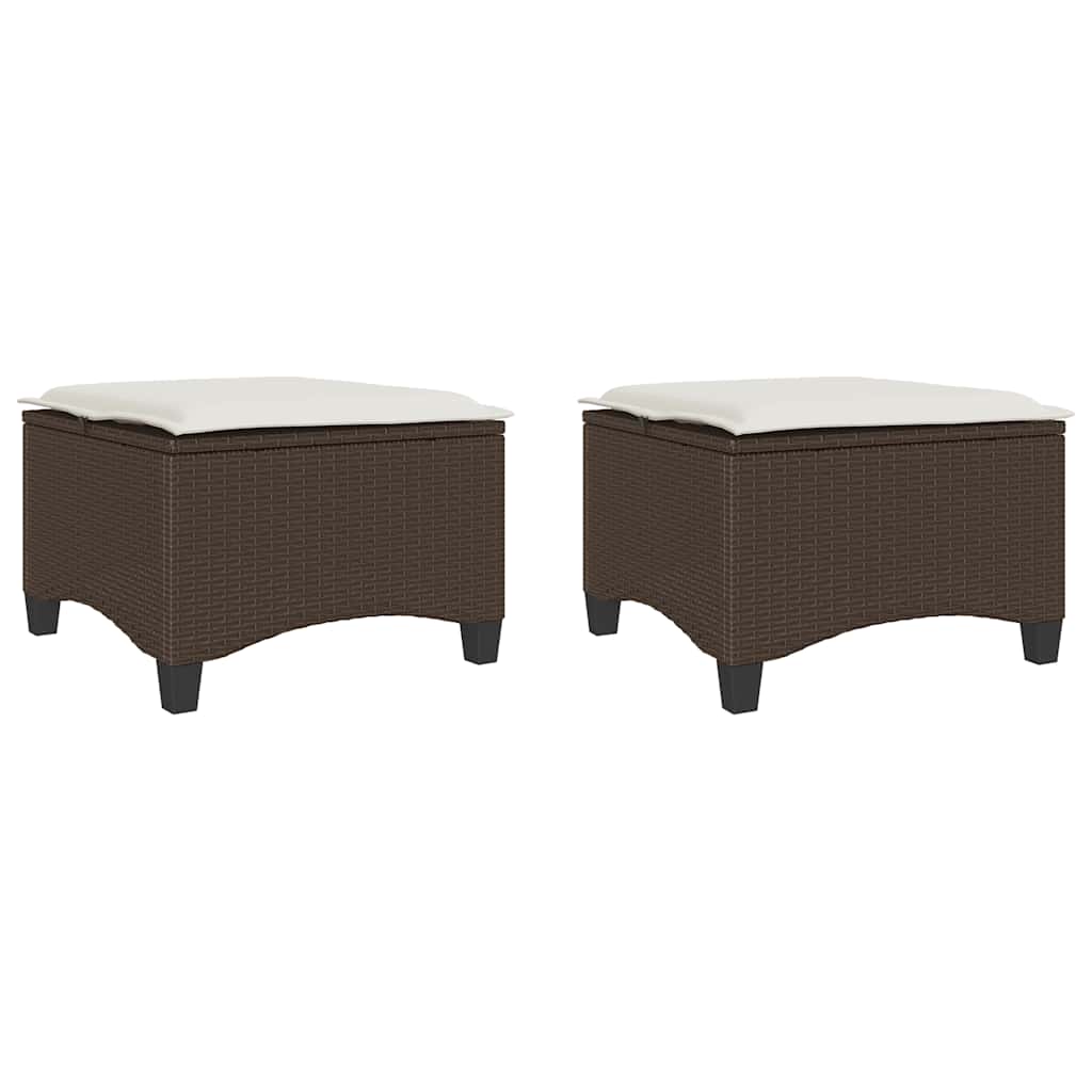 Sgabelli Giardino con Cuscini 2pz Marrone 55x55x36cm Polyrattan - homemem39