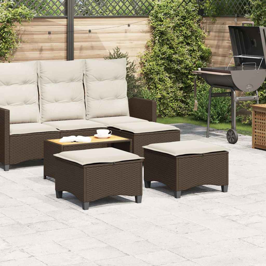 Sgabelli Giardino con Cuscini 2pz Marrone 55x55x36cm Polyrattan - homemem39