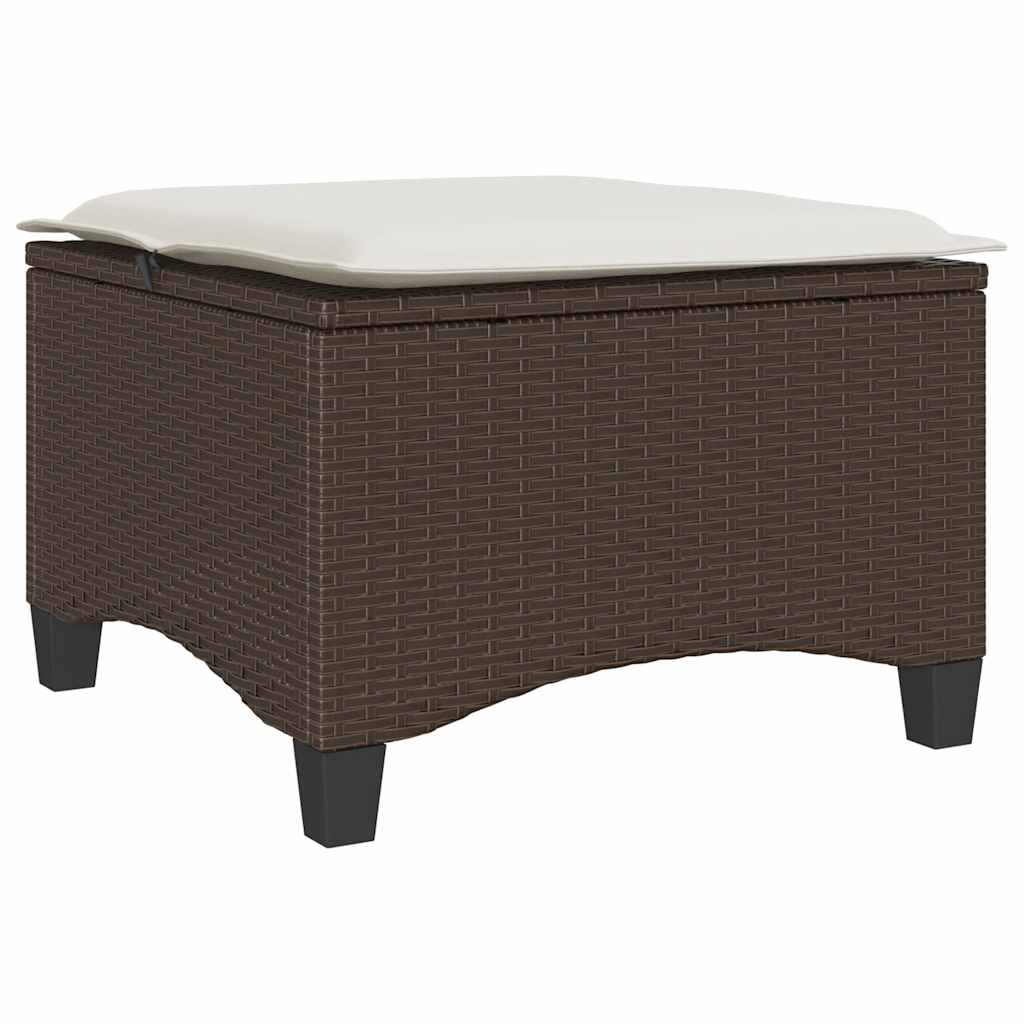 Sgabelli Giardino con Cuscini 2pz Marrone 55x55x36cm Polyrattan - homemem39