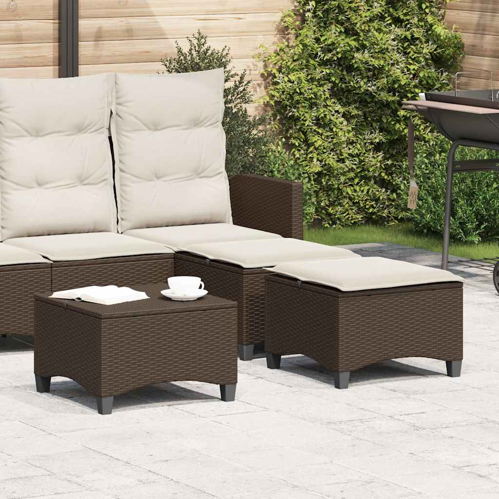 Sgabelli Giardino con Cuscini 2pz Marrone 55x55x36cm Polyrattan - homemem39