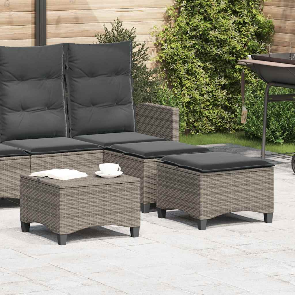Sgabelli Giardino con Cuscini 2 pz Grigio 55x55x36cm Polyrattan - homemem39