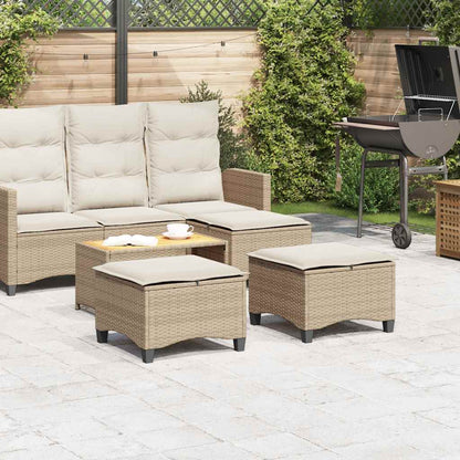 Sgabelli Giardino con Cuscini 4pz Beige 55x55x36 cm Polyrattan - homemem39