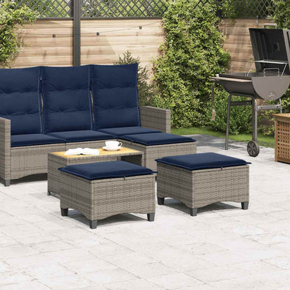 Sgabelli Giardino con Cuscini 2 pz Grigio 55x55x36cm Polyrattan - homemem39
