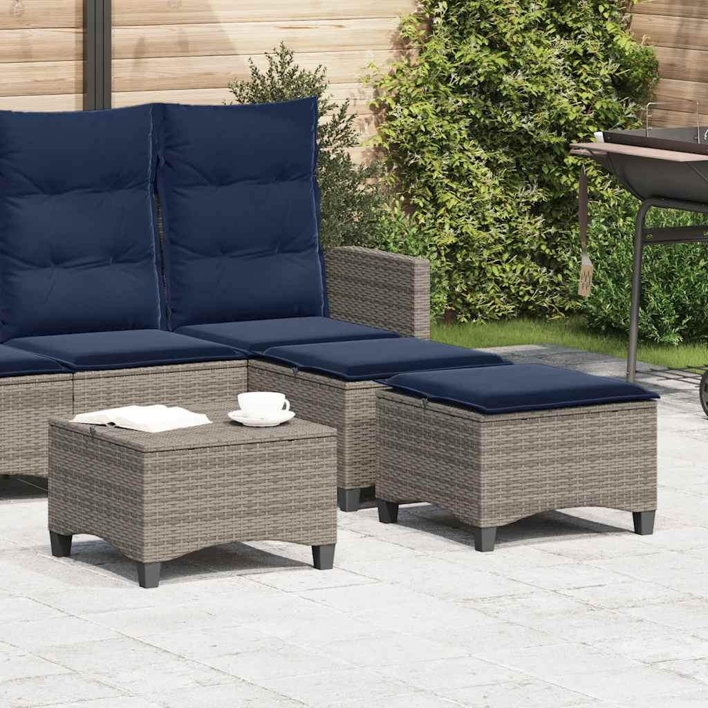 Sgabelli Giardino con Cuscini 2 pz Grigio 55x55x36cm Polyrattan - homemem39