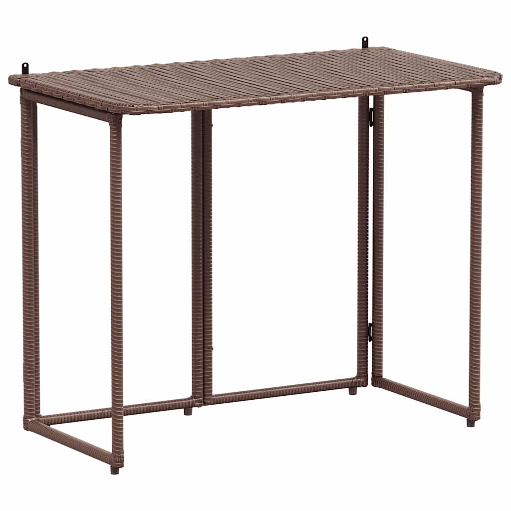 Tavolo Pieghevole da Giardino Marrone 90x51x75 cm Polyrattan | homemem39