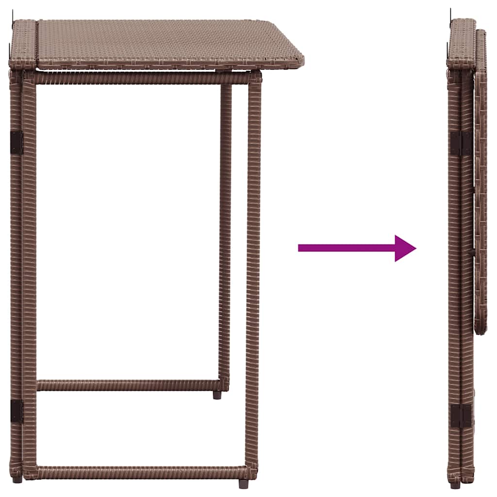 Tavolo Pieghevole da Giardino Marrone 90x51x75 cm Polyrattan | homemem39
