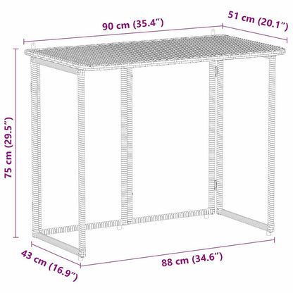 Tavolo Pieghevole da Giardino Marrone 90x51x75 cm Polyrattan | homemem39