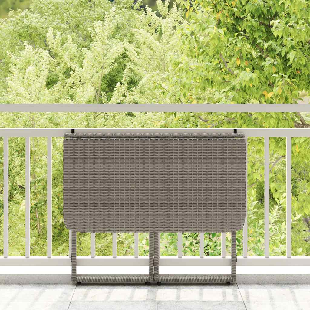 Tavolo da Giardino Pieghevole Grigio 90x51x75 cm in Polyrattan | homemem39