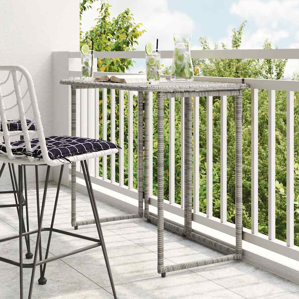 Tavolo da Giardino Pieghevole Grigio 90x51x75 cm in Polyrattan | homemem39