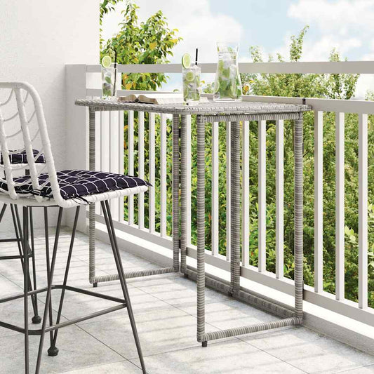 Tavolo da Giardino Pieghevole Grigio 90x51x75 cm in Polyrattan | homemem39